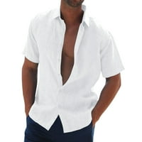 Muška posteljina na plaži Majica kratki rukav Ležerni gumb dolje majice bijela l