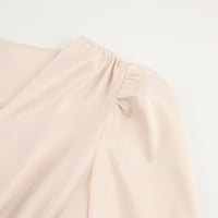 Ženske haljine Modna boja Dugih rukava Haljina saten mekana haljina za struk Satin V-izrez temperament