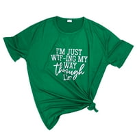 Ženska modna tiskana Plus veličine T-majice kratki rukav grafički tee Green XXXL
