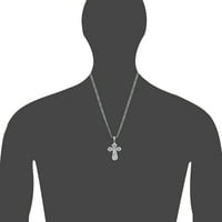 Veliki srebrni krst Sterling sa Isusovim privjeskom ogrlicu s dijamantnim rezom
