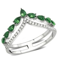 Žene srebrni prstenovi visoko polirani prsten od nehrđajućeg čelika sa staklom u smaragd DA347