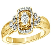 Bijeli prirodni dijamantski okvir Obećaj prsten u 10k žutom zlatu
