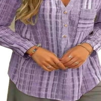 Ženska casual v rect majica Dame stripe dugih rukava labavi tunički bluza
