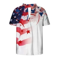 Košulja 4. jula za muškarce Gumb Up Up kratki rukav povremeni patriotski zvjezdani pruga Havajski vrhovi