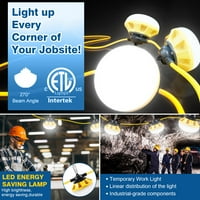 50ft građevinski žica za struju LED 50W 7000LM industrijski stupanj za građevinske stranice Super Bright