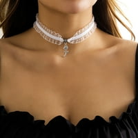 Fledorashia Clearance ogrlica za žene pokloni za mamu seksi slatka i cool luk biser čipkasti ovratnik