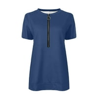 Bluza za žene patentni zatvarač s kratkim rukavima majica s pune majice labave ležerne tipke Tunnic