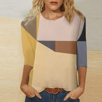 Žene tri četvrtine rukave majice Geometrijske boje blokiranje boja Printing Modni vrhovi vrhovi ženske