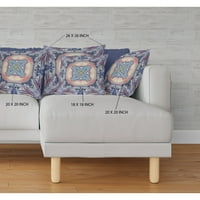 Pastel cvjetni kvadrati Suede patentni jastuk sa umetkom nebeski plavi indigo isključeni breskva