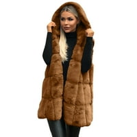 pxiakgy zimski kaputi za žene Ženski kaput bez rukava kaput od pune boje plus veličina topli dugi vuneni
