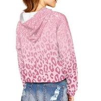 Binienty s kapuljača za djevojke ružičaste sakure Axolotl dukseve pulover Leopard Print Crop Top 9-10T Sredstvo za dugih rukava Jesen Estetske meke vrhove Lagane škole na otvorenom Trendi majice