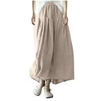 Viadha ženska modna srednja dužina elastična struka velika pamučna posteljina suknja