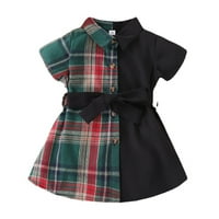 Advoicd Girls haljine teniske haljine za djevojčice Toddler Baby Girls kratki rukav patchwork plairani