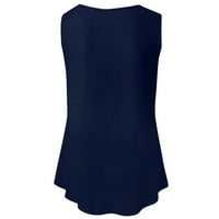 Lopecy-Sta ženska modna modna prsluka Okrugla vrata labava majica bez rukava pulover vrhovi bez rukava
