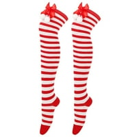 Jophufed Božićne čarape Božićno čišćenje ponude Žene Božićne duge cijevi Čarape za koljena prugaste podvezice Slatka dodatna oprema Božićna zabava na klirensu