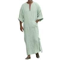 Muška ležerna majica majice modna pamučna posteljina V izrez dugi rupni jaknu
