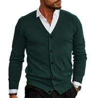 Muški vintage džemper Cardigan Casual Fit V izrez Plit s kardiganskim gumbom sprijeda