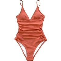 Lyylayray Žene kupaći kostimi V-izrez čvrste boje ruffled jednodijelni kupaći kostim