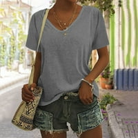Ženske ljetne osnove Majica Solid Color Fashion V izrez Kratki rukav labav top