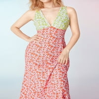 Karuedoo žene Y2K cvjetni ispis špageta kaiš bodycon maxi haljina duboka v izrez duga haljina letnja