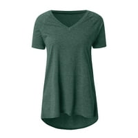 Košulje kratkih rukava za žene Čvrsta boja V-izrez kratki rukav vintage vrhovi za žene trendi ljetna