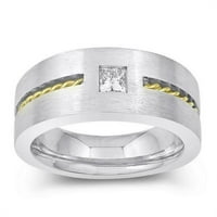 Harry Chad Enterprises 0. CT Princess Cut Diamond Muns Prsten za pasijans, 14K dva tona zlata - veličine