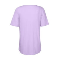 Majice MLQIDK za žene Trendy V izrez T majice na vrhu ljetne seksi križarske majice, ljubičasta xxl