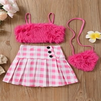Toddler Kids Girl Ljeto odijelo 2y 3y 4y 5y 6y 7y casual plišani kamisole elastične planene suknje zaprepaštene