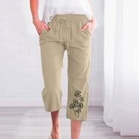 Ženske elastične hlače Ravne široke noge Ljetne modne hlače za dame casual labave hlače džep dugi maslačak