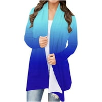 Symoidni ženski kaputi - dugi rukav modni casual tiskani kardigan top bluza plavi xxl