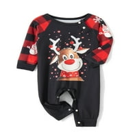 Božićna porodica Usklađivanje pidžama Set Xmas Elk Print vrhovi s plaćenim snjegovinskim pantalonama