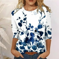 Juebong ženske majice rukav casual crewneck tunic Thirts Top VintageFloral Print bluza Tee