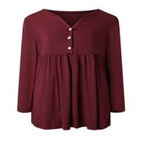 Avamo plus veličina Henley majica s dugim rukavima za žene predimenzionirani V izrez cvjetni bluze Tuničke