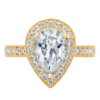 2. CT sjajan krug Clear Simulirani dijamant 18k žuti zlatni halo pasijans sa Accenting prstenom SZ 10