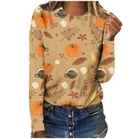 Lydiaunistar vrijeme i TRU Plus veličine za žene Ženska Halloween tiskani okrugli vrat pulover dugih