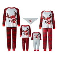 Wsevypo podudaranje porodičnih pidžama postavlja božićne pj-ove elk tiskane top i plaćene hlače zaglavlje
