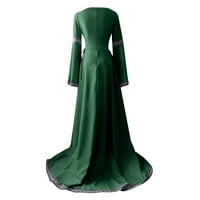 Ženske oblače Solid Srednja dužina A-line dugih rukava modni okrugli dekolte, ljetna haljina zelena