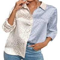Grianlook dame vrhovi bluza s dugim rukavima V majice izrez Žene elegantne tucijske košulje Labavi gumb