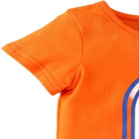 Voguele Boys majice + hlače Crew vrat ljetni odjel kratkih kratkih kratkih rukava Postavljaju odjeću Slatka narandžasta