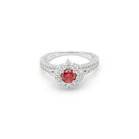 SELENA Angažman prsten sterling srebrni crveni CZ Claster Womens Ginger Lyne Collection