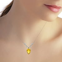Galaxy Gold 14k14 Čvrsta bijela zlatna ogrlica sa dijamantima i britalnim citrinom