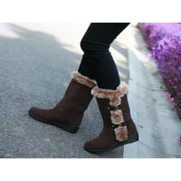 Ženske udobne cipele nejasne sniježne čizme klince Mid-Calf Boot Woth Winter Fluffy boot listić otporne