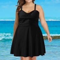 B91XZ Žene kupaći kupaći kostimi za žene Dvije plus veličine Tankenis Flounce plivajuću haljinu s kratkim hlačama, veličine XL