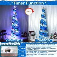 FT Tinsel božićno drvce sa kugličnim ukrasima ukrasima boja 3D zvijezda, skočna božićna drvca baterija