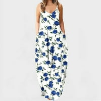 Zunfeo Ljetne haljine za žensko odobrenje - hamizola - hamisula cvjetna tiskana V izrez sa džepovima
