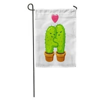 Kaktus zagrljaj Crtanje slatkog crtanog bračnog braka u ljubavi smiješna zastava za zastavu Valentinovo