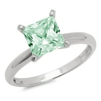 3CT princeza rez zeleni simulirani dijamant 14k bijelo zlato graviranje izjava godišnjica Angažovanje