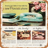 Metalni znak - Bell Telefon Princess telefoni - Vintage Rusty Look