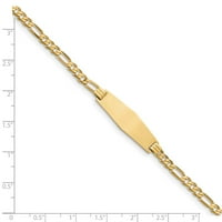 Real 14KT žuti zlatni mekani dijamantski oblik Flace Figaro Link narukvica lične veze; za odrasle i