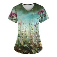 Ženski vrhovi Žene modne proljeće i ljeto cvjetno ulje slikanje Ispiši V-izrez radna odjeća s kratkim